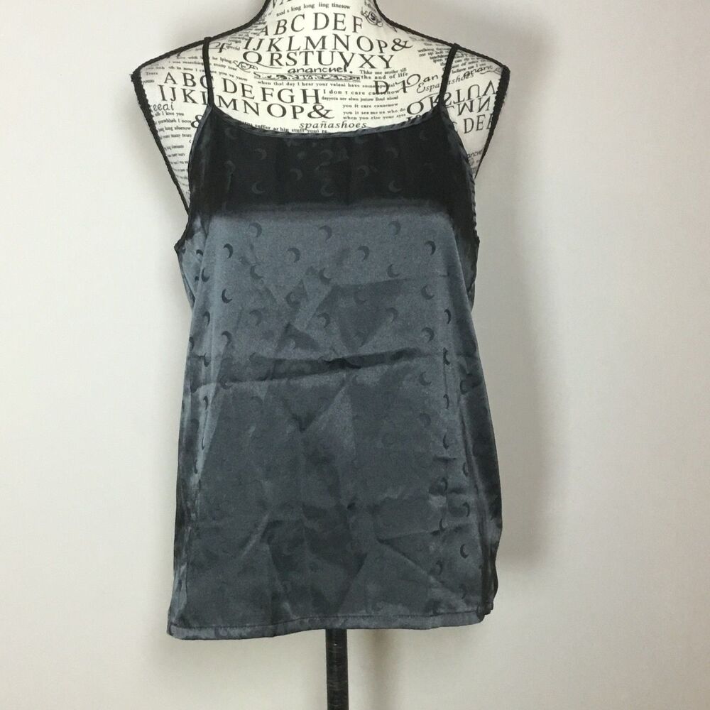 Satin moon pattern black camisole top witchcore whimsygoth witchy cami XS